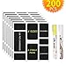 Produktbild joyoldelf Etiketten Selbstklebend, 200 Pcs Tafeletiketten Tafelaufkleber,Wiederverwendbar Wasserdicht Tafelfolie mit 2x Löschbar Kreidemarker für Küche Gewürzgläser, Marmeladen usw,5 Größen