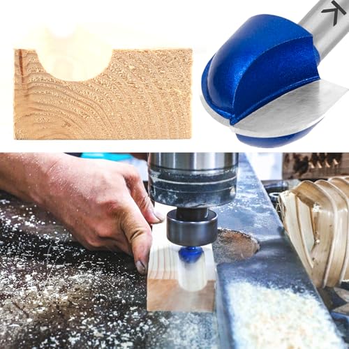 ASNOMY 7Stücke Hartmetall Hohlkehlfräser Oberfräser 8mm Schaft, kugelfräser Holz Rund Nase Core Box Holzbearbeitung Fräser - 6/8/10/12/16/20/25.4mm