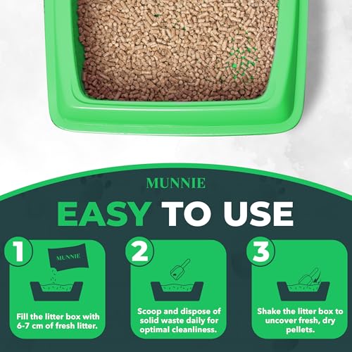 Munnie Cat Litter 30L – Biodegradable, Dust-Free, Unscented, Ultra-Absorbent Wood Pellets for Cats & Kittens, Natural Cat-Litter for Housetraining, Non-Clumping, Litter Granules, Pet-Safe - Image 3