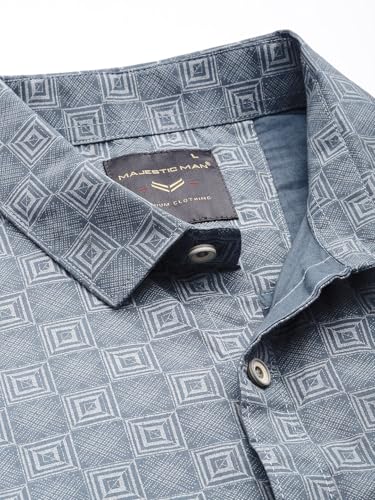 Image of Majestic Man Custom Abstract Printed Pure Cotton Slim Fit Casual Shirt