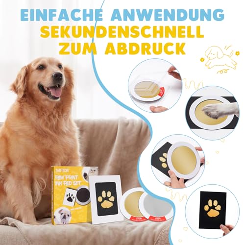 Pfotenabdruck Set Hund Katze, 2 Pcs Farbe Fussabdruck Baby Set mit 2 Fotorahmen 4 Karten, Hundepfoten Abdruck Machen, ohne Kontakt zur Farbe, Katze Geschenk für Hundebesitzer (Gold & Silber)