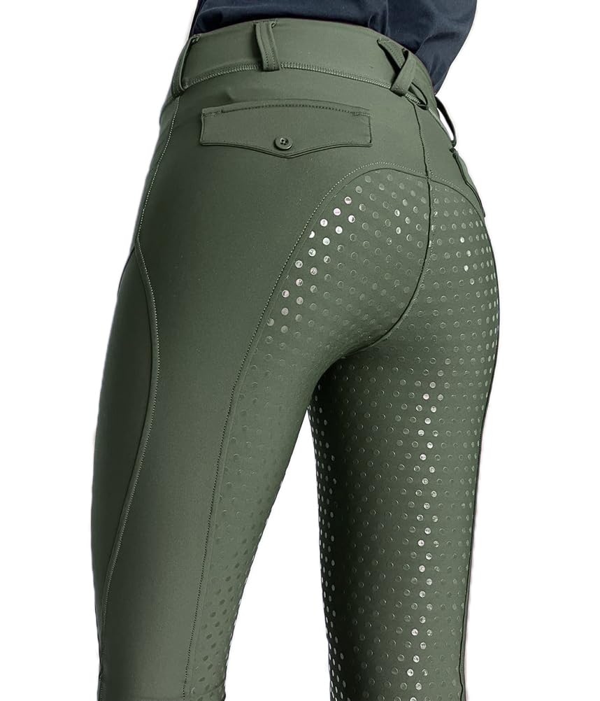 Pantalones de Equitación Mujer Largas con Agarre de Silicona Leggings Hípica Cintura Alta con Trabillas para Cinturón Pantalone Silicon Full Seat Ropa de Hípica Deportes Ecuestres