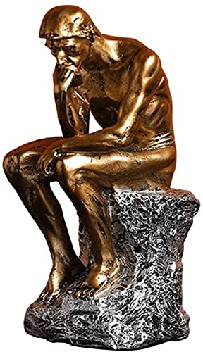 Resin Thinker Statue Thinker Figurine Thinking Man Sculptures For Home Office Desktop Crafts Gifts - Golden #TOP7