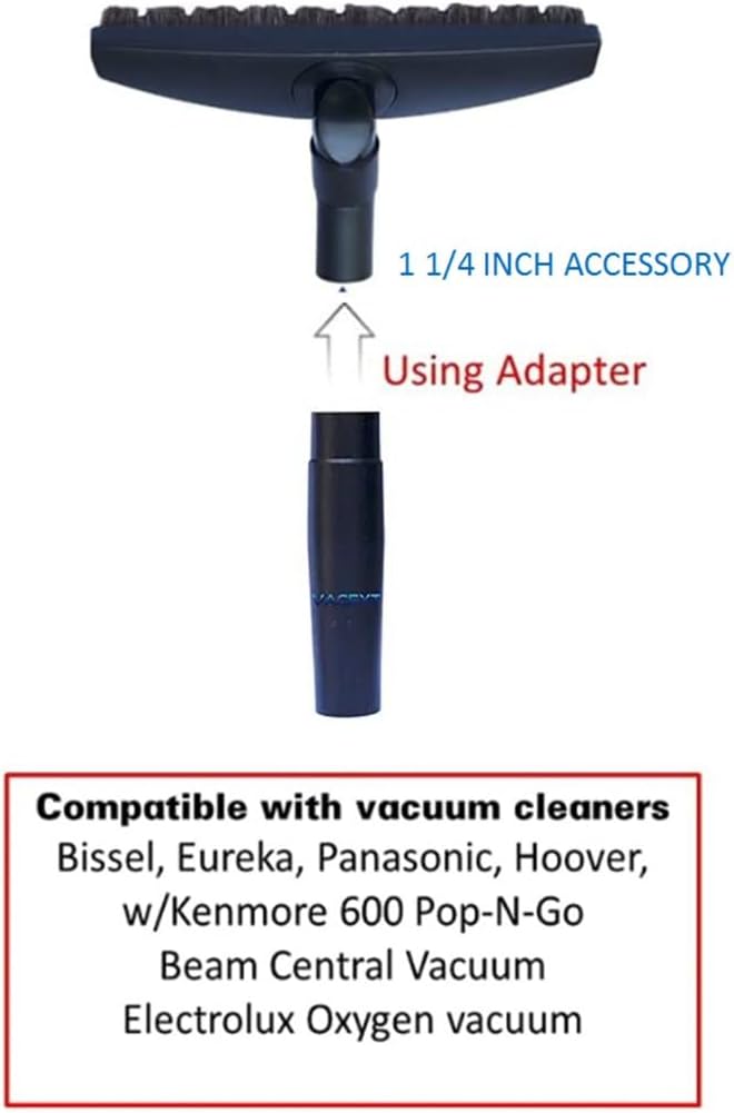 HorseHair Vacuum Floor Brush Head with Extension Wand Compatible with Vacuums using 1-1/4'' & 1-3/8'' Accessories and Attachments - Hardwood Floor Vacuum Brush with Vacuum Extension Tube 1.25''