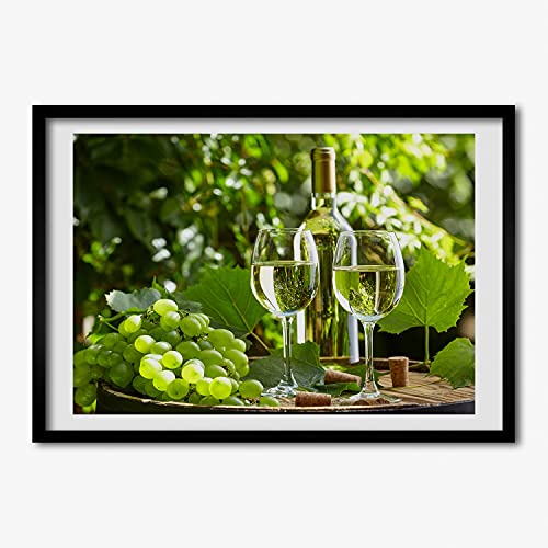 Peinture photo vin blanc Tulup, affiche artistique avec cadre en bois moderne 70x50 cm