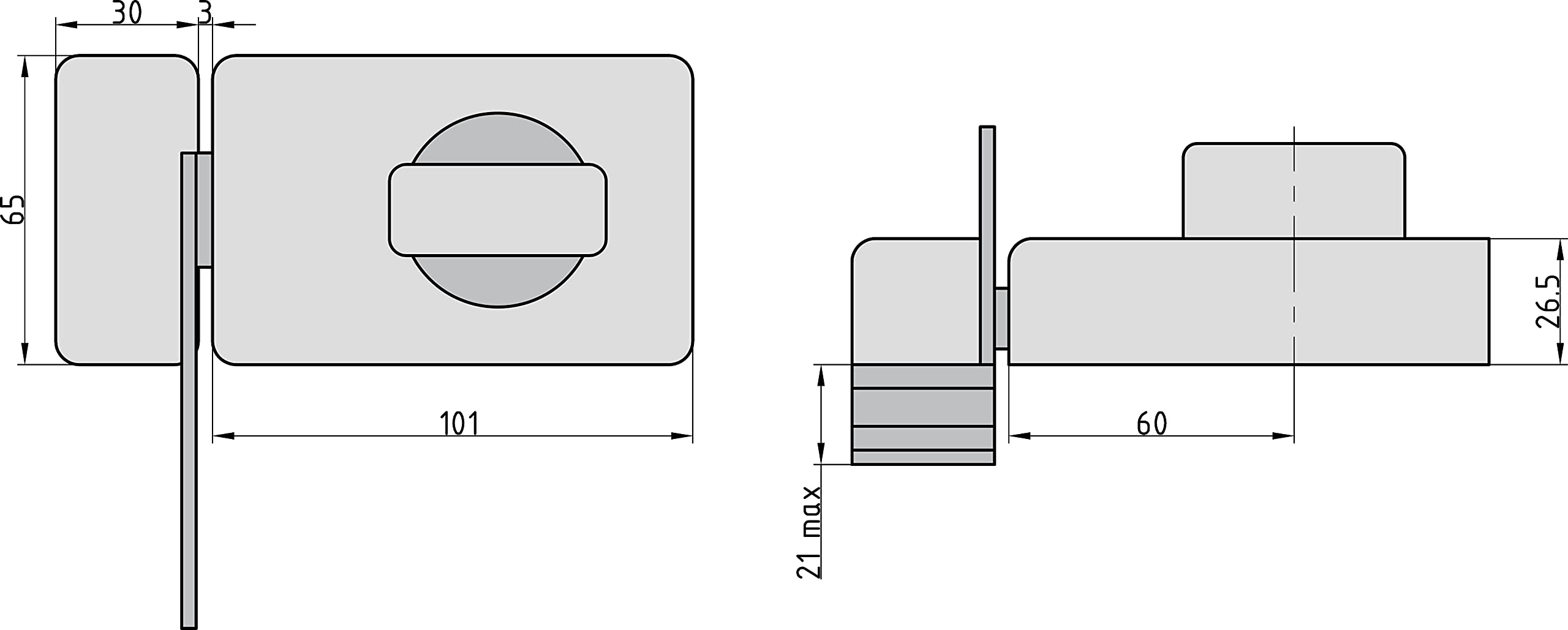 BASI Juego de cerradura adicional para puerta con barra de bloqueo y cilindro exterior, pomo giratorio, llave reversible, cerrojo macizo, seguridad extra puertas casa y apartamentos, 60 mm