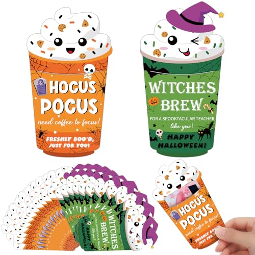 Motiskyy 48 Pcs Halloween Coffee Gift Card Holders Bulk Witches