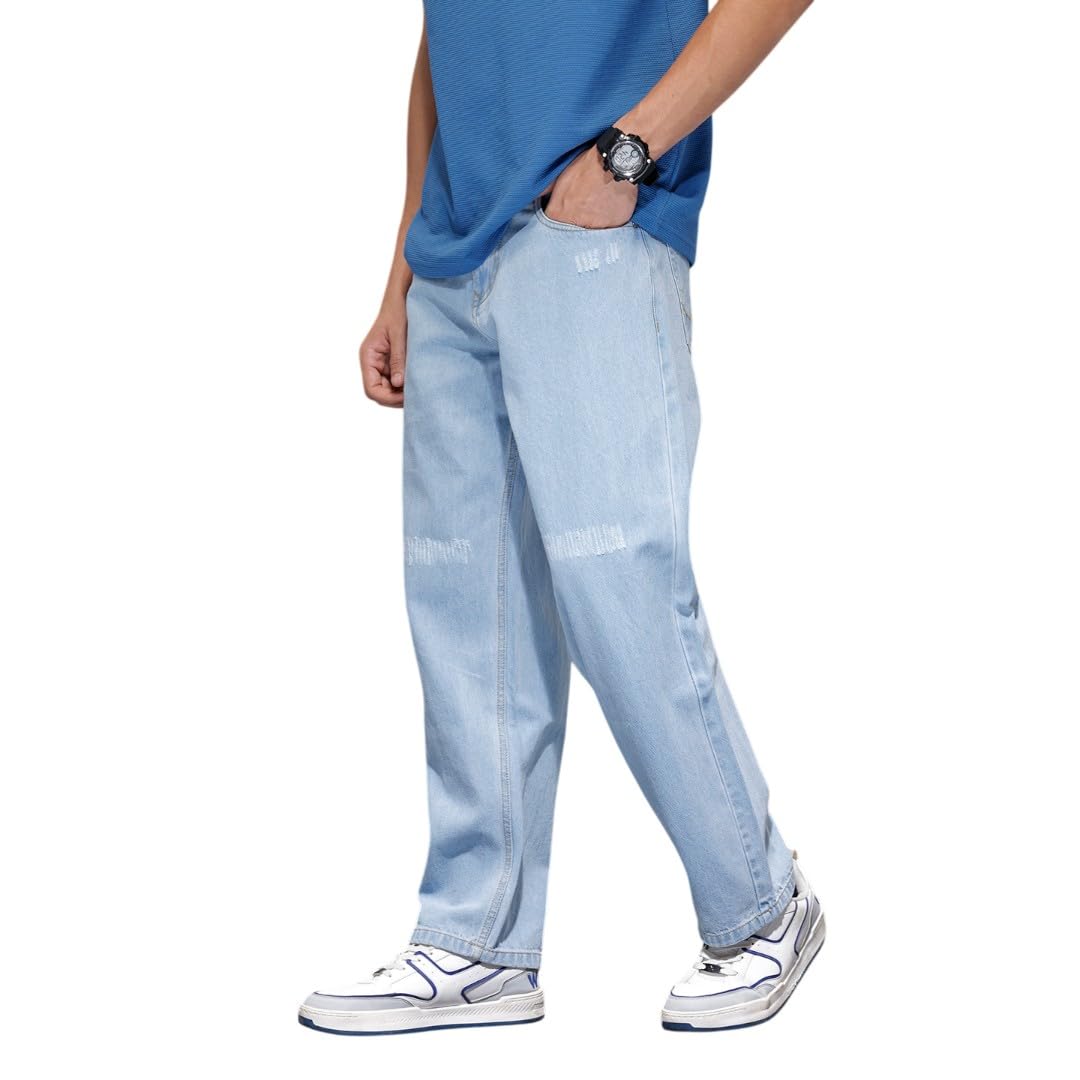 wrogn Men's 100% Cotton Mid-Rise Jeans | Loose Fit-picture-35