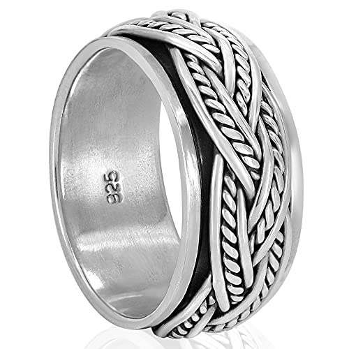 Bague tournante homme argent sterling 925 VY JEWELRY grand anneau taille 7 à 15