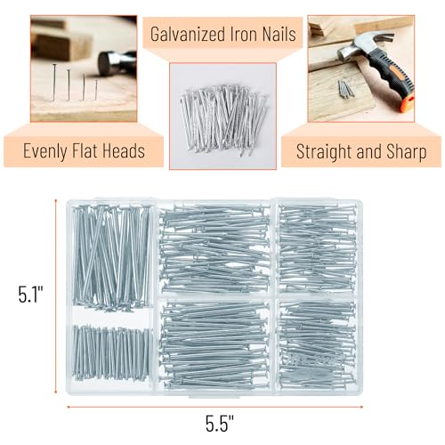 image for Mr. Pen- Nail Assortment Kit, 400 PCS, 6 Sizes, Silver, Small Nails fo