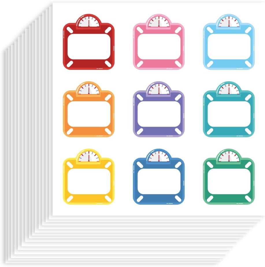 180Pcs Weight Scale Tracking Label Plan Self-Adhesive Paper 1.02x1.09in Decorative Stickers Waterproof Decals for Scrapbooking Journal Calendar Workout Supplies
