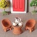 KARLOR Minatur Tisch Stühle Kaffee Set, 6 Pcs Mini Möbel Set künstlich Bambus Rattan Stuhl Tisch Kaffeekanne 2 Tassen Kaffee Balkon Couchtisch Micor-Landschaft Szene Dekoration Wichtel Garten Deko