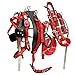 Kayfcrafts Red and Black Nylon Horse Driving Harness with Star Studs and Sparkling Stones Complete Single Horse Driving Set with Padded Comfort and Chrome Fittings (Full)