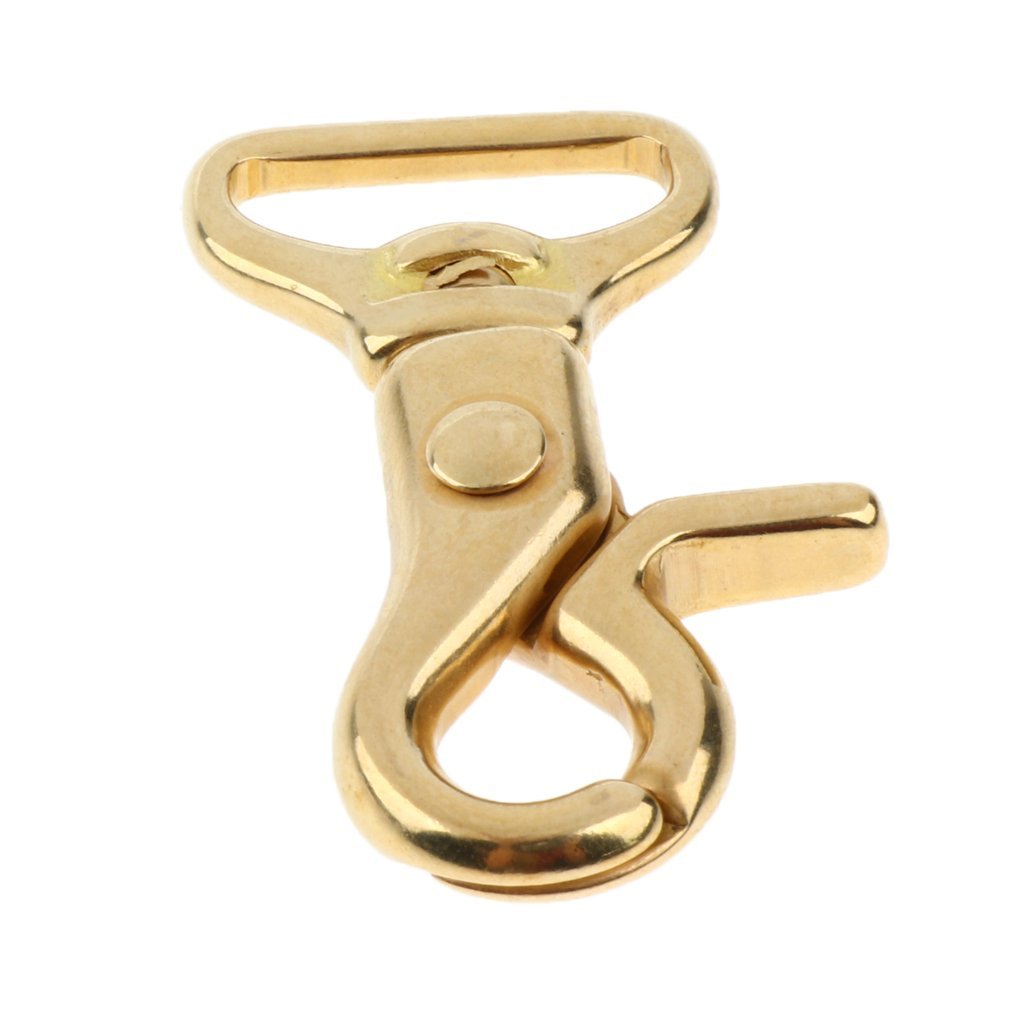 2 Ganci A Scatto Girevoli In Ottone Con Moschettone - 17x69 Mm - Accessori Fai Da Te Per Pelle, Portachiavi, Ciondoli, Borse, Guinzagli - 2