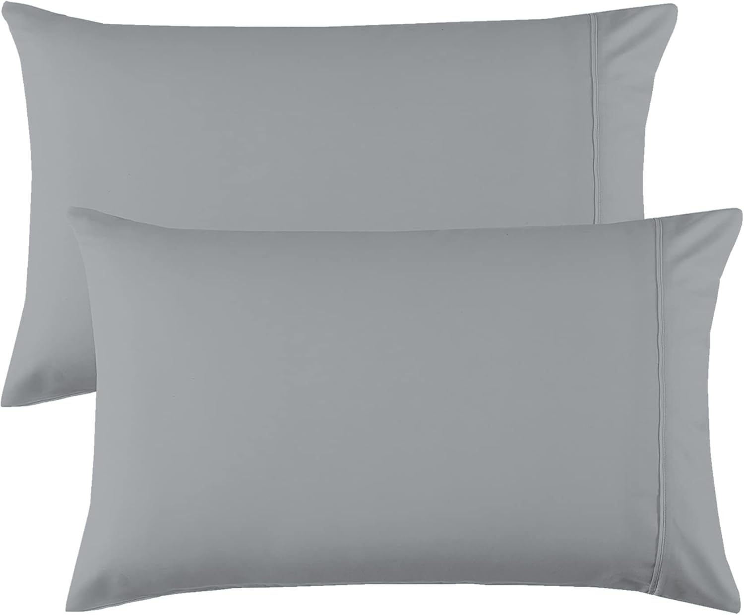1000 Thread Count 100% Egyptian Cotton Pillow Case Set, King Size (20"x40") Pillowcases Sateen Weave, Silky Moisture Absorbent, Breathable Pillowcase, Light Gray