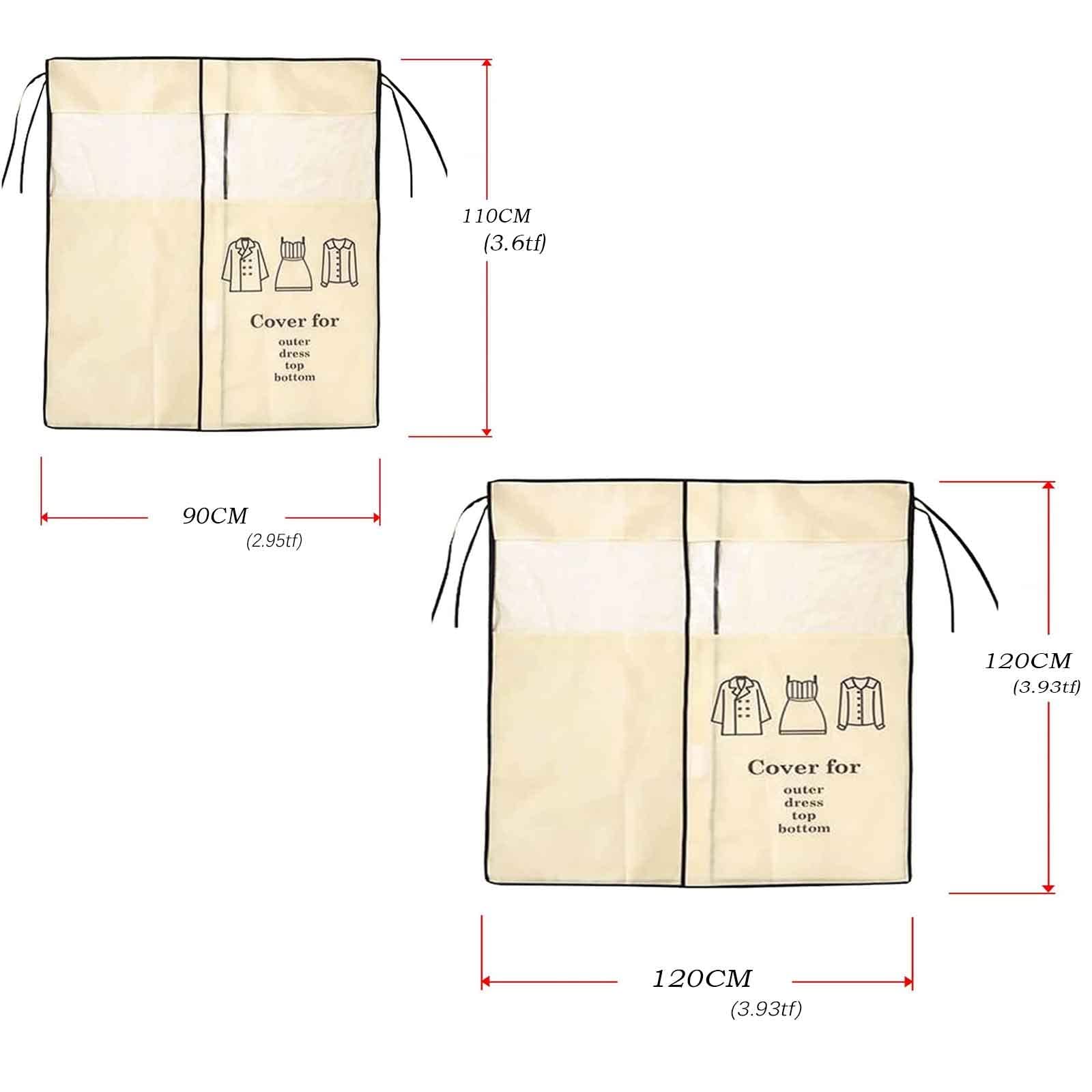 Fundas para rieles para ropa, cubierta para perchas, polvo de 3 pies/4 pies, funa no tejida, fundas para trajes, cubierta impermeable contra el polvo, lavable (color: gris, tamaño: 90X110CM)