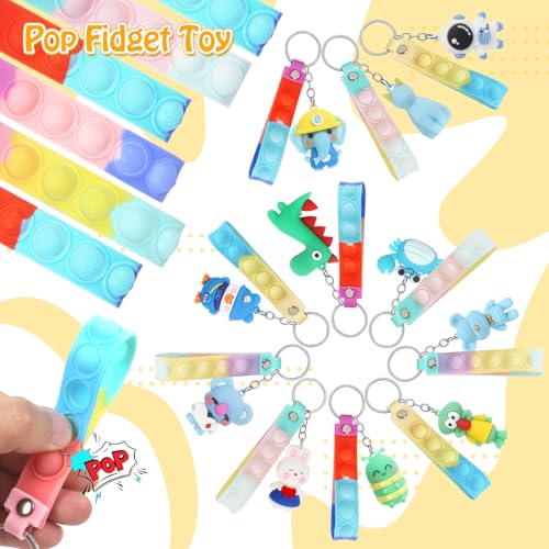 Miniatura 5 de Gudotra 32 Pop It Fidget Toy Llaveros Y Pulseras De Animales Regalos Cumpleaños Niños Colegio Regalos Alumnos Primaria Fidget Juguete Detalles Cumpleaños Niños