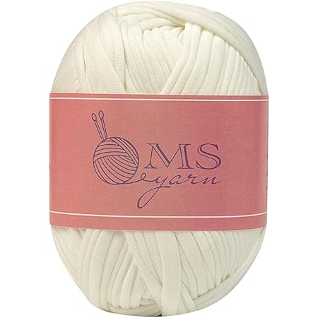 M-S Thick Knitting Yarn, Elastic Fabric Cloth T Shirt Yarn, Spaghetti Yarn for Hand DIY Bag Blanket Cushion Crocheting Projects,3.3 Oz, 30 Yard (White)