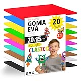 OFITURIA Set mit 20 Moosgummiplatten in klassischen Farben, Größe 20 x 15 cm, 10 Basisfarben, für Schule oder Beruf, EVA-Schaum (klassisches Sortiment)