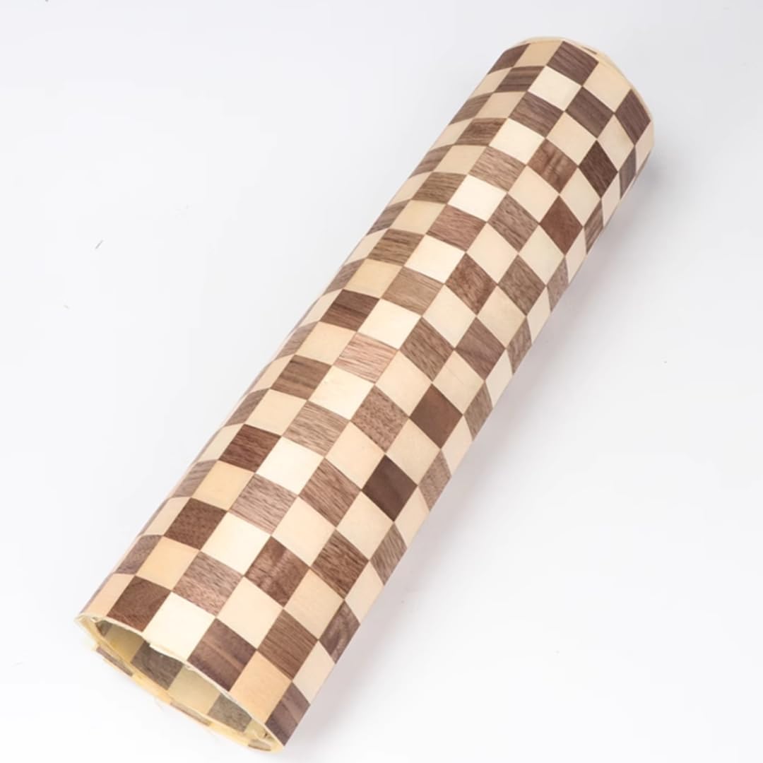 Black Walnut and Maple Dual Tone Spliced Wood Veneer Solid Wood Dual Color Patchwork Chessboard Veneer Sheets - 0.25mm Thick, 2.5x0.4M - Transform Furniture, DIY, Guitars, Walls, & More