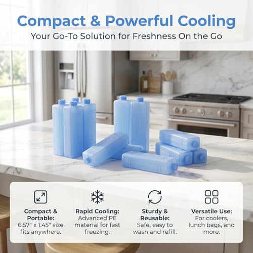 Image of Housoutil 12pcs Reusable Ice Packs, Ice Packs for Cooler Lunch Bags Breastmilk Storage Bottle Daily Use Freezer Air Conditioner Fan