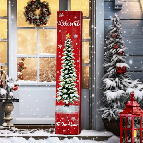SmoothNovelty Christmas Wooden Porch Sign 47'' Merry Christmas Welcome Porch