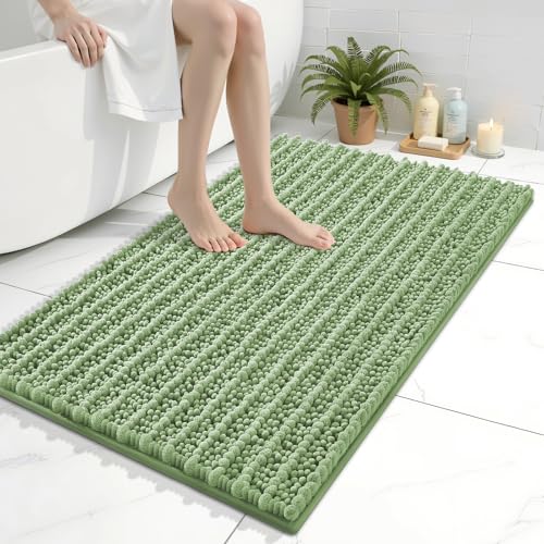 Image of Arotive Luxury Bathroom Rugs 36x24, Extra Soft Thick Absorbent Shaggy Chenille Bath Rugs, Machine Wash Dry, Bath Mats for Bathroom Floor, Tub and Shower, Home Decor Accessories, Sage Green