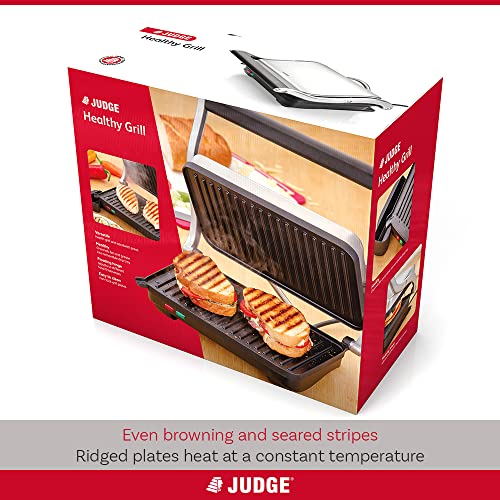 Judge Panini Press Grill, Sandwich Toaster and Toastie Maker, Indoor Health Grill with Floating Hinges and Easy Clean Non-Stick Griddle Plates, Removable Drip Tray, 1000W - Image 5