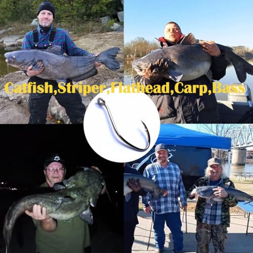 Image of Catfish Hooks Big River Bait Hook 8 /0 10 /0 High Carbon Steel Fishing Hook Saltwater Size Black Nickel