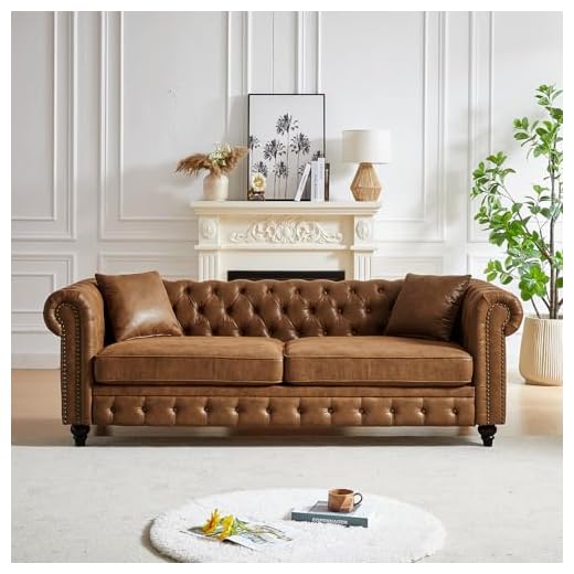 Stylish Chesterfield 3-Seater Sofa in Brown