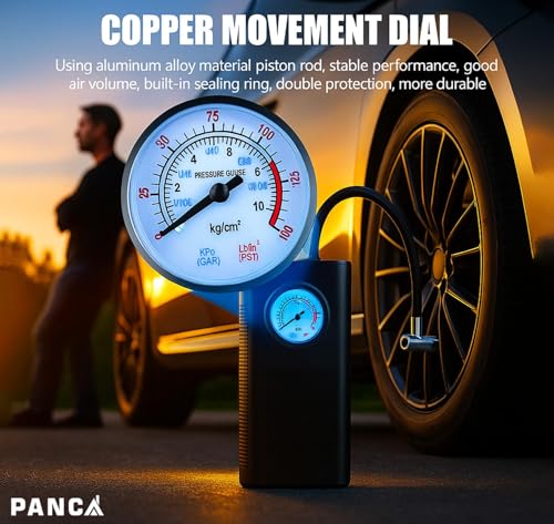 Image of PANCA Cordless Air Pump Portable Tyre Inflator with Pressure Gauge, 5000mAh Battery & Multiple Nozzle Attachments | 150 PSI Wireless Mini Air Compressor
