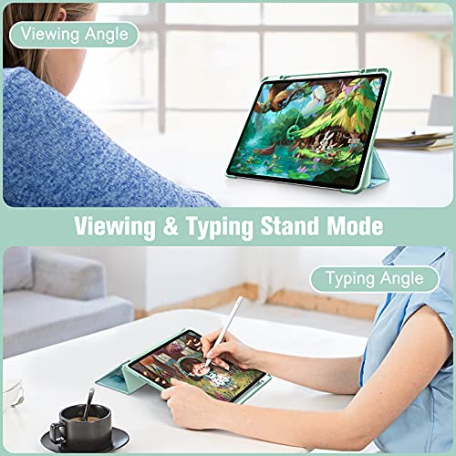 FINTIE Hybrid Case Compatible with iPad Pro 12.9 inch (2022/2021/2020/2018, 6th/5th/4th/3rd Generation) - Shockproof Clear Back Cover with Pencil Holder, Auto Wake/Sleep, Emerald Marble - Image 6