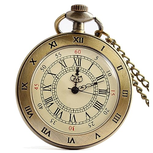 Image of Vintage Pocket Watches for Men with Chains, Analog Pocketwatch for Women Roman No. Gifts for Dad /Grandpa Gifts for Him for Birthday