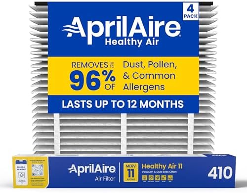 Aprilaire 410 Replacement Furnace Air Filter for Aprilaire Whole Home Air Purifiers, MERV 11, Clean Air Dust Furnace Filter (Pack of 4)