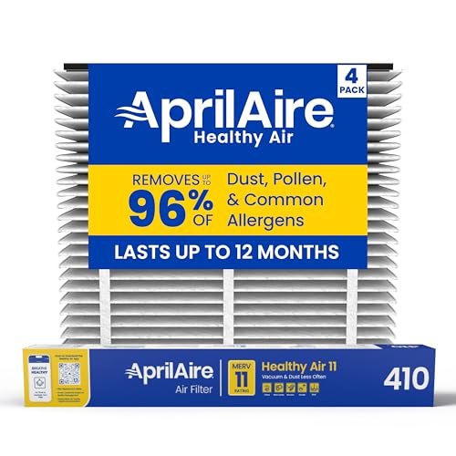 Genuine AprilAire 410 Replacement Filter for AprilAire Whole House Air Purifiers - MERV 11 Clean Air & Dust 16x25x4 Air Filter (Pack of 4)