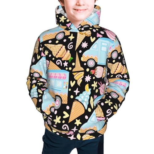 Icecream Truck Kid Hoodies Boys Sweatshirts Girls Pullover with Pocket3
