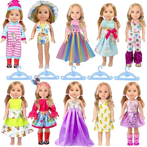 WONDOLL 10-Sets Doll-Clothes for American-14-inch-Dolls - Compatible with 14.5-inch-Dolls Handmade Clothes and Outfits Accessories Christmas Birthday Gift for Little Girl Cover