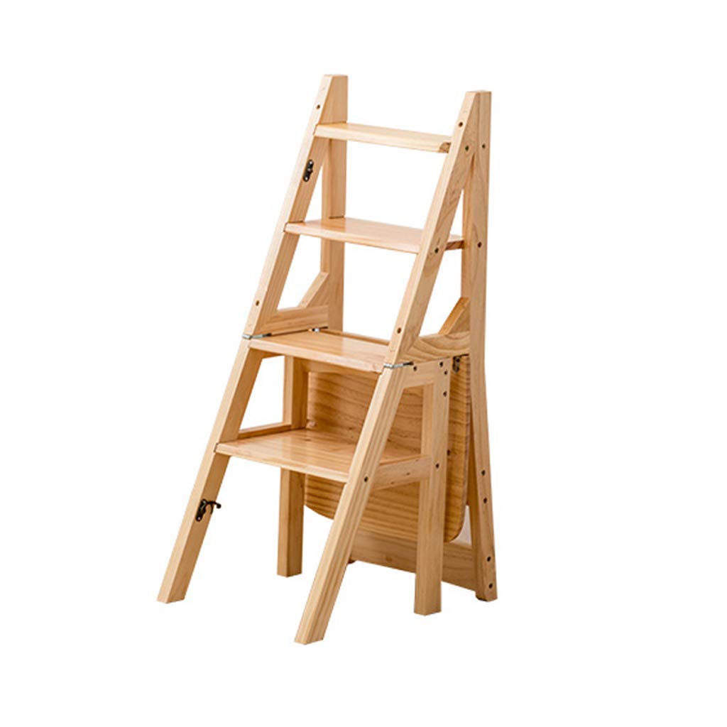 Silla de escalera multifunción DASHADAO con diseño plegable de doble uso en madera