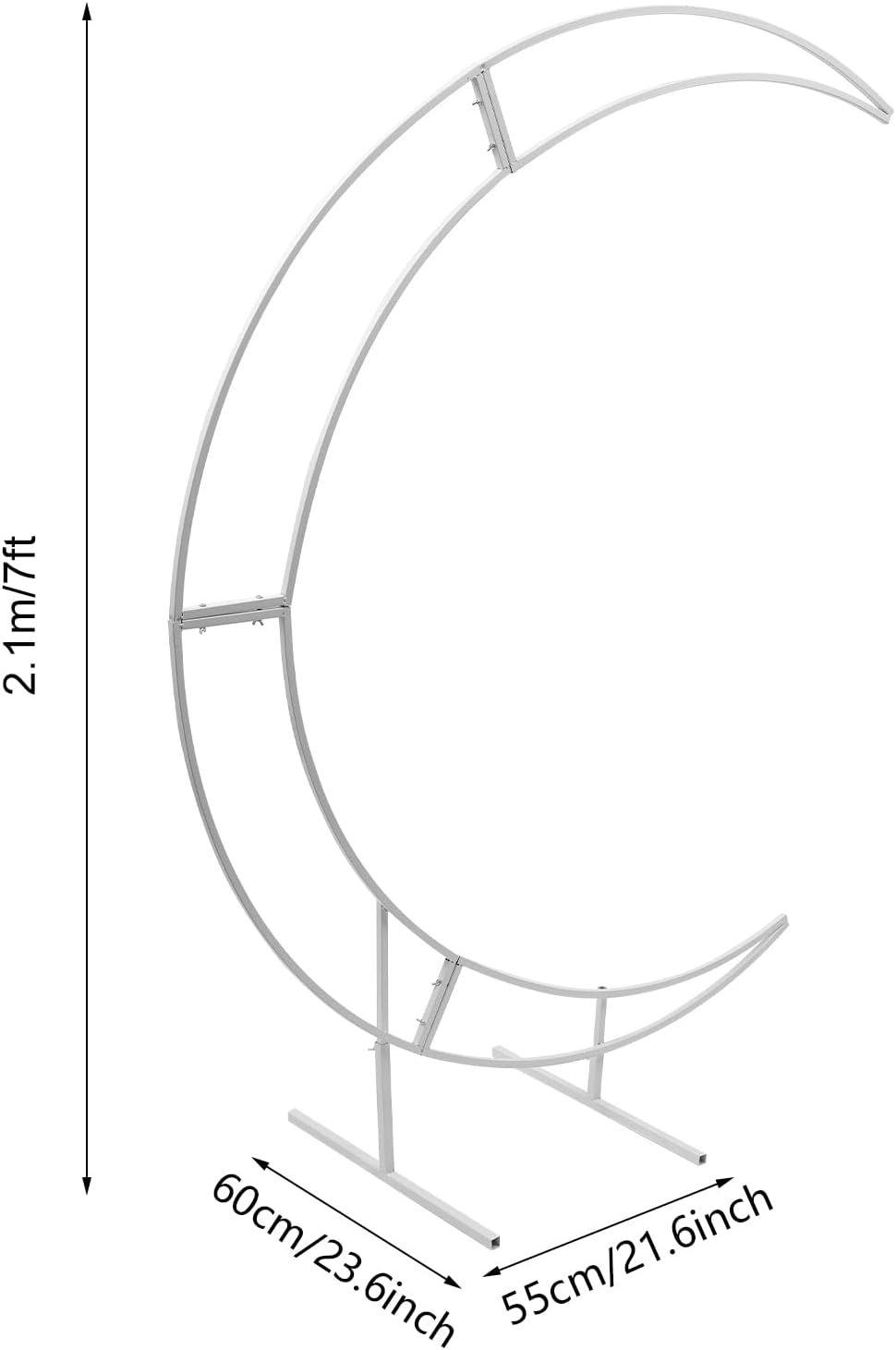 Wedding Arch, 7ft Metal Crescent Moon Wedding Arch Stand, Curved Flower Balloon Frame Garden Arbors and Arches for Wedding, Valentine's Day, Christmas, New Year Decoration (White)