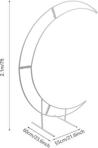 Miniatura 7 de Arco de boda, soporte de arco de boda de luna creciente de metal de 7 pies, marco de globo de flores curvas, cenadores y arcos para boda, día de San