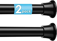 WEIXINHAI 2-Pack Tension Shower Curtain Rods 31-76 Inch No Drill Adjustable Spring Loaded Black 7/8" Diameter for Bathroom Windows Closets