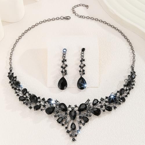 Image of Shining Diva Fashion Stylish Design Fancy Crystal Necklace Jewellery Set for Women | Trendy Celebrity Inspired Jewellery