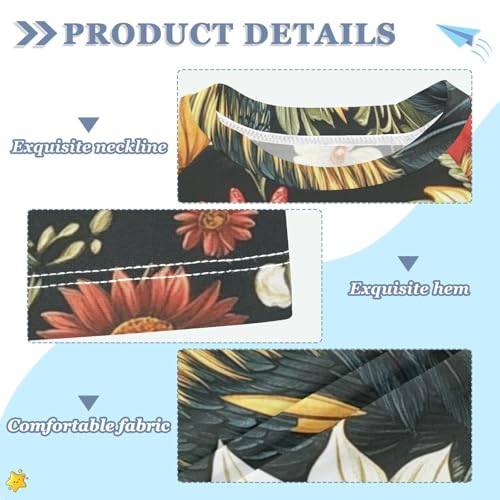 Boy Swimsuit Sunflower Chicken Rooster Sunscreen T-Shirts Swimwear Sets UPF 50+3