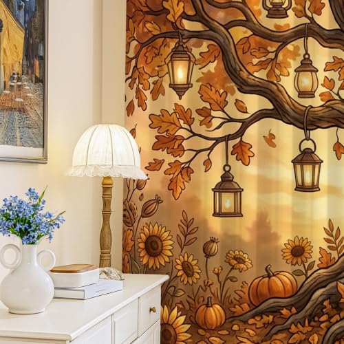 Rideau occultant citrouilles d'automne rustique maison bureau - 2
