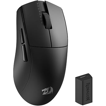 redragon m916 pro 3-mode wireless gaming mouse hyperfast 4k polling rate 49g ultra light 26k dpi mouse with ergonomic natural handle redefinable macro keys software supported