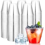 Byvivace 100Counts 9 OZ. Clear Plastic Cups Old fashioned Party Cups, Sturdy Plastic Wine Glasses Disposable Cups for Wedding Party