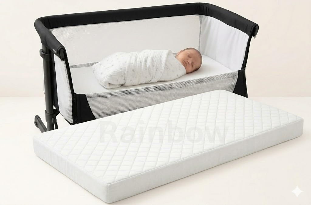 BUY ALL HERE Crib Mattress Sheet - With Full Protection, Hypoallergenic, Super Soft, Breathable, Extra Thick Baby Cot Mattress, Waterproof, Removable Washable Cover, Made In UK (87 x 44 x 5 CM) โ image 1