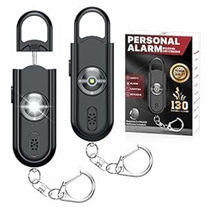Personal Safety Alarm Keychain for Women 2PCS -130 dB Loud Siren with SOS Strobe Light, Flashlight, Double Speakers, Safety Defense Key Chain for Girls Kids Elders Emergency Call