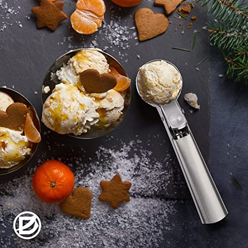 D Ice Cream Scoop, Stainless Steel Ice Cream Scooper With Trigger Release, Metal Cookie Scoops, Iceream Scoop Spoon For Meatball Frozen Yogurt Gelatos And Sundaes, Dishwasher Safe(Silver) #TOP7