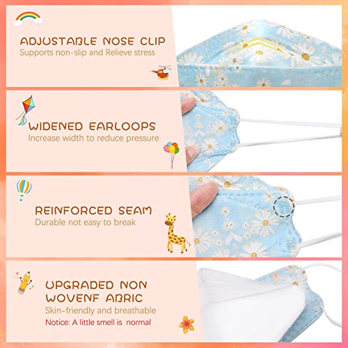 Logao【60 Packs Individually Packaged】 Of Kf94 Disposable Fish Mouth Type Child Safety Four-Layer Protective Mask, Kids Disposable Face Masks Comfortable Breathable ,And Protection Rate Of 95% ,Suitable For Kids And Small Small Faces #TOP4